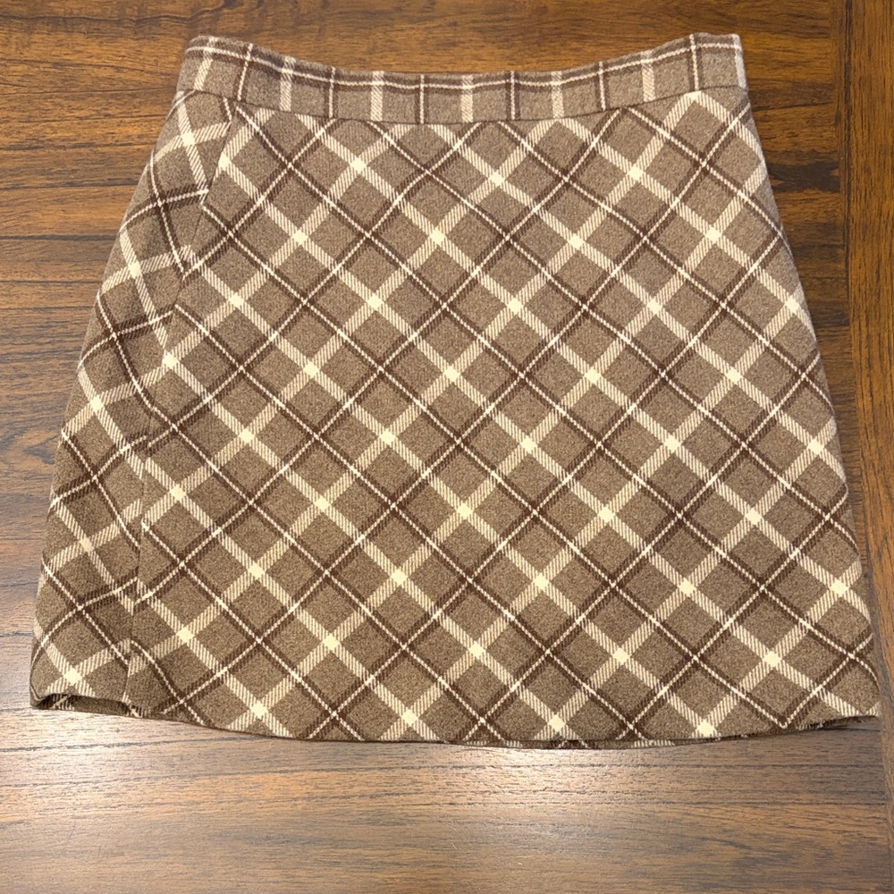 Pink Lily Brown Plaid Mini Skirt